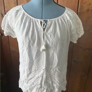 New Directions White Eyelet Blouse